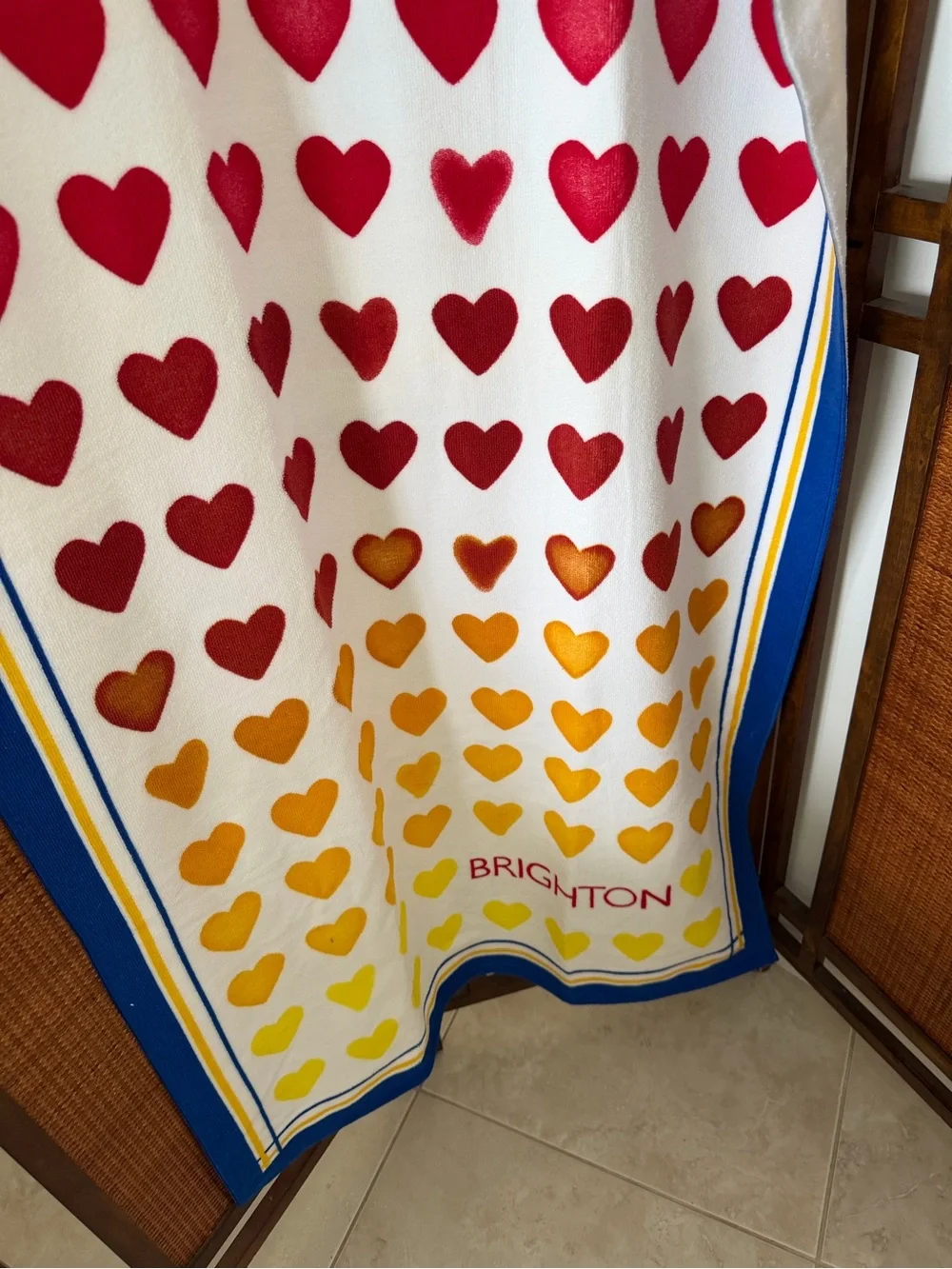 Brighton Rainbow Ombre Heart beach towel